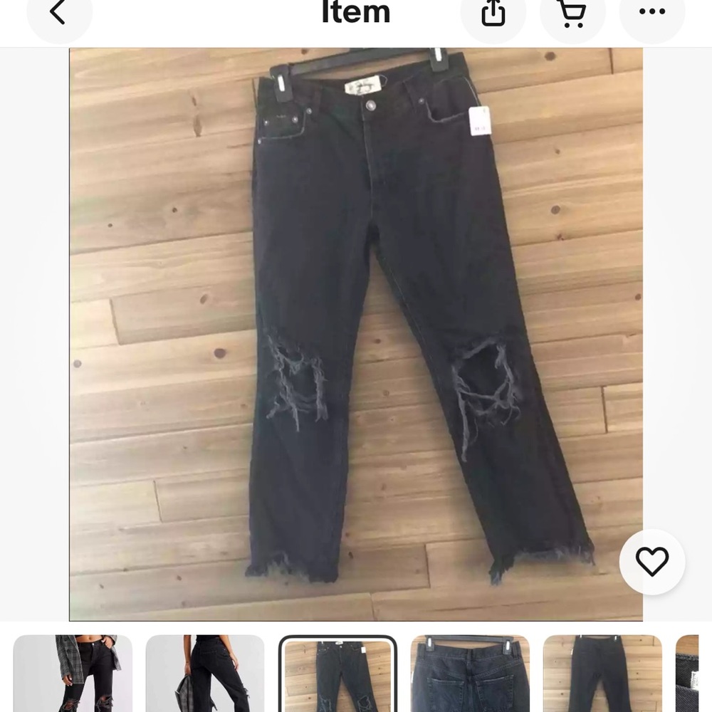 Free People Black Distressed Jeans